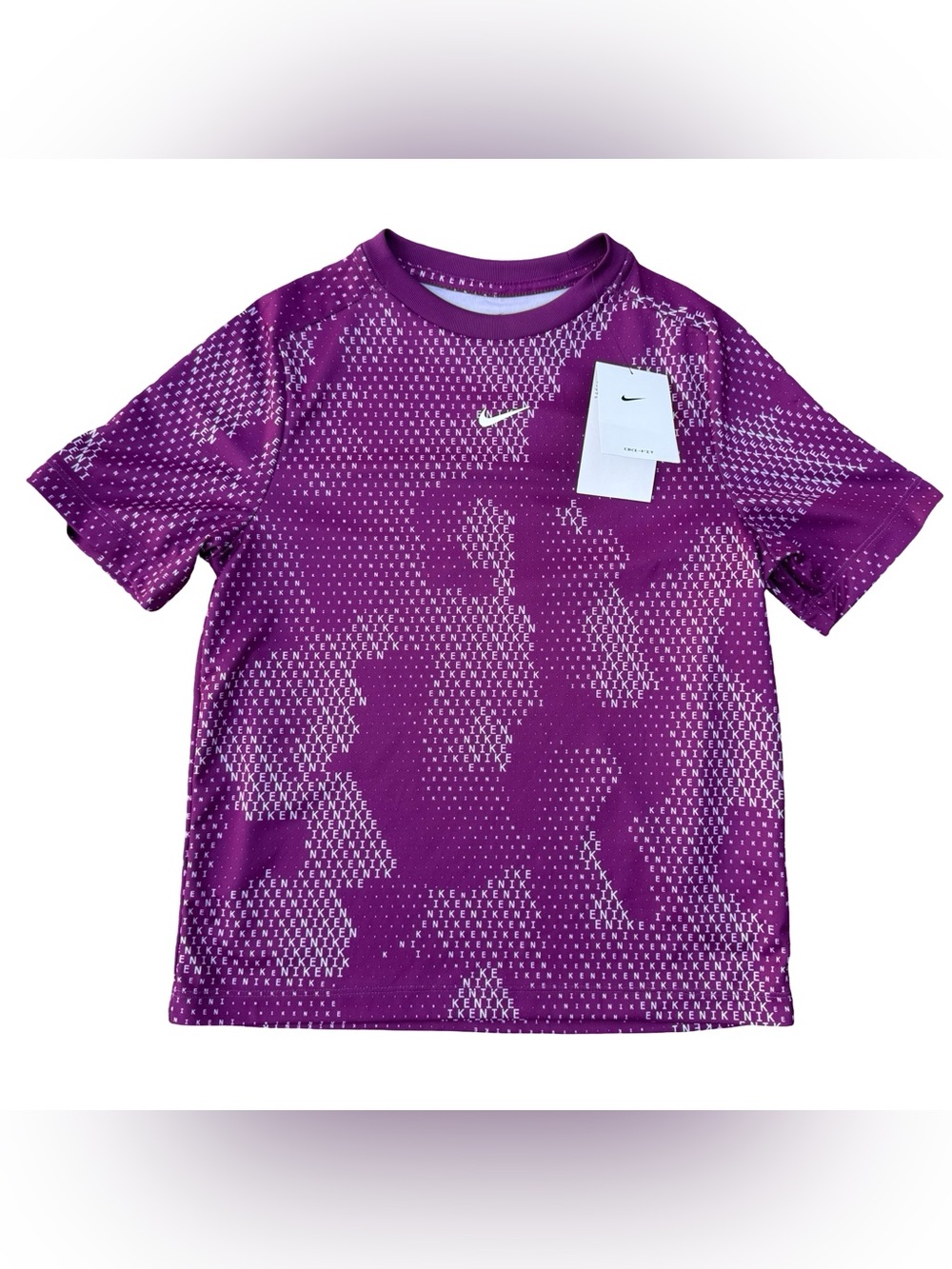 NEW Nike DriFit Purple Allover Micro-Print Athletic Tee - Size Medium